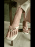 Salmon Pink Butterfly Jewelled Wedges - cunei